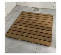 Alfombrilla De Ducha De Madera Natural Antideslizante, Impermeable, con Listones Rectangulares, Almohadilla para Pies Empalmada, Tabla De Drenaje Antideslizante Calada, T(Color Madera-70X90Cm)