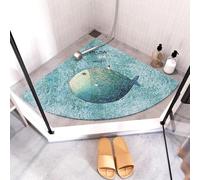 Alfombrilla de ducha esquinera antideslizante antimoho, lavable, cuadrante con drenaje, alfombra de ducha de lufa de secado rápido para suelo de baño, adecuada para personas mayores (90 x 90 cm, alto)