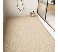 Alfombrilla de ducha grande, antideslizante, antimoho, cómoda alfombra de baño suave con agujero de drenaje, lavable y de secado rápido, pies de masaje (blanco, 50 x 120 cm)