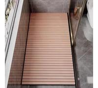 Alfombrilla de ducha personalizable de madera de teca - 20, 24, 28, 30, 34, 38, 40, 44 pulgadas, antideslizante, con agujero de drenaje, perfecta para ducha y suelos de baldosas