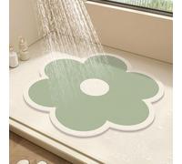 Alfombrilla de ducha redonda con diseño de flores para ducha interior, alfombra de baño de lufa de PVC, antideslizante, alfombrilla de ducha antimoho con drenaje, secado rápido (verde, 50 x 50 cm)