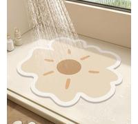 Alfombrilla de ducha redonda con diseño de flores para ducha interior, alfombra de baño de lufa de PVC, tapete de baño antideslizante, tapete de ducha antimoho con drenaje, secado rápido (beige, 50 x