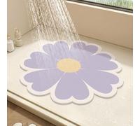 Alfombrilla de ducha redonda de flores para ducha interior, alfombra de baño de lufa de PVC, antideslizante, antimoho, con drenaje, de secado rápido (rojo, 50 x 50 cm)