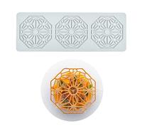 Alfombrilla de encaje de fondant de silicona, molde de impresión de artesanía de azúcar decoración de cocina molecular de pastel comestible, 3 agujeros corte de papel