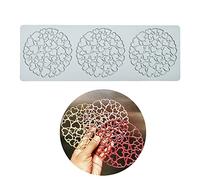 Alfombrilla de encaje de fondant de silicona, molde de impresión de artesanía de azúcar decoración de cocina Molecular de pastel comestible, 3 agujeros Forma redonda de corazón