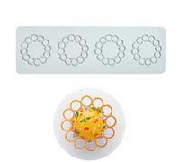 Alfombrilla de encaje de fondant de silicona, molde de impresión de artesanía de azúcar decoración de cocina molecular de pastel comestible, 4 agujeros círculo