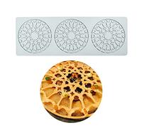 Alfombrilla de encaje de fondant de silicona, molde de impresión de artesanía de azúcar decoración de cocina Molecular de pastel comestible, 3 agujeros Forma redonda de flor