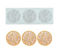 Alfombrilla de encaje de fondant de silicona, molde de impresión de artesanía de azúcar decoración de cocina molecular de pastel comestible, 3 agujeros anillo de hoja