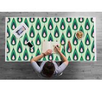 Alfombrilla de Escritorio 120x60 cm Para Oficina o Hogar Resistente al Agua Multifuncional Antideslizante Protección Antisuciedad Impermeable Fácil de Limpiar PVC Vinilo - lágrimas verdes