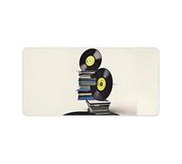 Alfombrilla de escritorio antideslizante con discos de vinilo y cintas impresas, alfombrilla de mouse ultrafina, grande, fácil de limpiar, alfombrilla de escritorio para laptop, alfombrilla de
