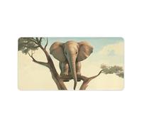 Alfombrilla de escritorio antideslizante con estampado de elefante pequeño en árbol, alfombrilla de mouse ultrafina y grande, fácil de limpiar, alfombrilla de escritorio para computadora portátil