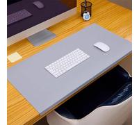 Alfombrilla de escritorio con bloqueo de bordes, gran alfombrilla de mesa impermeable de cuero PU con protector de bordes, antideslizante, para oficina, hogar, trabajo, estudio, mecanografía (gris, 70