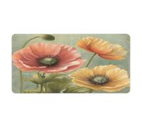 Alfombrilla de escritorio con diseño de amapolas pastel de 30 x 60 cm con bordes cosidos, alfombrilla de ratón grande para juegos, base de goma antideslizante para teclado de PC, portátil y trabajo