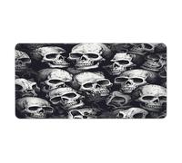 Alfombrilla de escritorio con diseño de calaveras de 30 x 60 cm con bordes cosidos, alfombrilla de ratón grande para juegos, base de goma antideslizante para teclado de PC, portátil y trabajo en cas