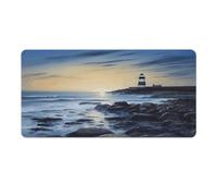 Alfombrilla de escritorio con diseño de faro costero de 40,6 x 81,2 cm con bordes cosidos, alfombrilla de ratón grande para juegos, base de goma antideslizante para teclado de PC de oficina, portáti