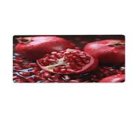 Alfombrilla de escritorio con diseño de fruta de granada de 30 x 81 cm con bordes cosidos, alfombrilla de ratón grande para juegos, base de goma antideslizante para teclado de PC, portátil y trabajo