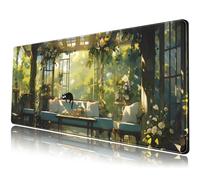 Alfombrilla de escritorio con diseño de gato con diseño de anime, kawaii, alfombrilla de ratón grande, alfombrilla de ratón grande para ordenador portátil, 80 x 30 cm, con bordes cosidos