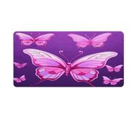 Alfombrilla de escritorio con diseño de mariposa rosa de 40,6 x 81,2 cm con bordes cosidos, alfombrilla de ratón grande para juegos, base de goma antideslizante para teclado de PC, portátil y trabaj
