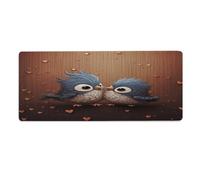 Alfombrilla de escritorio con diseño de pájaros de amor de 30 x 81 cm con bordes cosidos, alfombrilla de ratón grande para juegos, base de goma antideslizante para teclado de PC de oficina, portátil