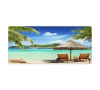 Alfombrilla de escritorio con diseño de vacaciones tropicales de 40,6 x 89,4 cm con bordes cosidos, alfombrilla de ratón grande para juegos, base de goma antideslizante para teclado de PC, portátil