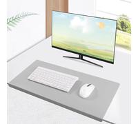 Alfombrilla de escritorio de cuero de lujo, impermeable, alfombrilla de ratón con protector de bordes, alfombrilla de mesa para computadora portátil/oficina/hogar, 80 x 40 cm, gris