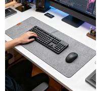 Alfombrilla de Escritorio de Fieltro,Tapete Rato XXL,80x40cm Alfombrilla de Fieltro Antideslizante para Teclado y Ratón,Cubre Escritorio de Oficina y Casa,Antideslizante,Silencio (Gris Claro)