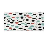 Alfombrilla de escritorio de lunares de 40,6 x 89,4 cm con bordes cosidos, alfombrilla de ratón grande para juegos, base de goma antideslizante para teclado de PC de oficina, portátil y trabajo en c