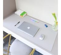 Alfombrilla de escritorio de piel sintética para oficina, impermeable, alfombrilla de mouse, antideslizante, grande, protector de escritorio (blanco, 90 x 40 cm)