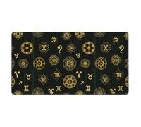 Alfombrilla de escritorio extendida para juegos, compatible con símbolos sagrados del zodíaco, magia y ocultismo, protector de teclado de escritorio, base de goma con bordes cosidos para el trabajo, l