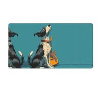 Alfombrilla de escritorio grande con diseño de perros tocando instrumentos musicales para teclado, base de goma, patrón de impresión completa para oficina, juegos, laptop, PC, color negro