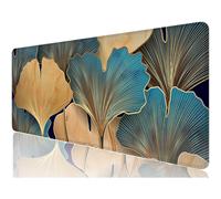 Alfombrilla de escritorio grande de 80 x 30 cm, alfombrilla de ratón XXL para juegos, diseño de hojas de ginkgo, compatible con portátil y teclado.