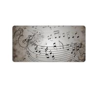 Alfombrilla de escritorio impermeable de 24 x 12 pulgadas, gran base de goma antideslizante, superficie lisa para juegos, oficina, plegable, portátil, notas musicales, protector de escritorio para