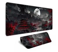Alfombrilla de Escritorio Japonesa con Luna Llena y río, Alfombrilla de ratón Grande para Juegos, Alfombrilla de ratón extendida XL, Alfombrilla de Teclado para Ordenador, portátil, ratón de