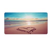 Alfombrilla de escritorio Love Beach de 30 x 60 cm con bordes cosidos, alfombrilla de ratón grande para juegos, base de goma antideslizante para teclado de PC de oficina, portátil y trabajo en casa.