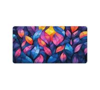 Alfombrilla de escritorio para computadora portátil con patrón de hojas de neón de 60 x 30 cm, alfombrilla antideslizante para escritorio, juegos, oficina, hogar