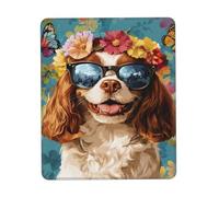 Alfombrilla De Escritorio, Perro Cavalier King Charles Spaniel Feliz Primavera Verano Cachorro Perro Gaming Mouse Pad Ergonómico Alfombrilla De Ratón Antideslizante Mouse Mat para 25X30Cm