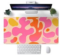 Alfombrilla de escritorio rosa moderna abstracta, XXL, bonita, para teclado y ratón, accesorios de escritorio para mujer, decoración de oficina, 80 x 40 cm, base de goma antideslizante, bordes cosidos