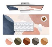 Alfombrilla de escritorio XXL con base antideslizante, impermeable, para portátil/teclado, rosa claro estilo bohemio - Compatible con todo tipo de