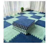 Alfombrilla De Espuma De Felpa para El Suelo Mullida Habitación Decorativa Alfombra Protector De Suelo Suave Y Gruesa Alfombra De Espuma De Felpa Entrelazada(Green+Navy Blue,24pcs)