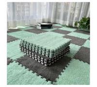 Alfombrilla De Espuma De Felpa para El Suelo Mullida Habitación Decorativa Alfombra Protector De Suelo Suave Y Gruesa Alfombra De Espuma De Felpa Entrelazada(Green+Gray,12 pcs)
