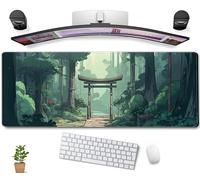 Alfombrilla de Gaming, diseño de Bosque japonés, tapete de ratón Estilo Anime, Bosque, tamaño XL, para Mujer, decoración de Escritorio de Oficina, Ordenador portátil, Bordes cosidos, Mate, 80 x 30 cm