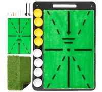 Alfombrilla de golf 3 en 1, detección de camino de swing y postura y postura correcta, alfombrilla de práctica de golf con bandeja de pelotas, base de goma, alfombrilla de césped doble, 8 pelotas de