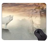 Alfombrilla de goma antideslizante para juegos, Alfombrillas de ratón Fantasy Wolf In A Dark Winter Forest