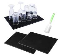 Alfombrilla de Goteo de Goma Negra para Bar,2 Piezas Alfombrilla de Bar, Alfombra de Servicio de Bar, Alfombra de Barra Negra, Adecuado para Bar o Uso Doméstico, Utilizado para Arreglar Copas de Vino