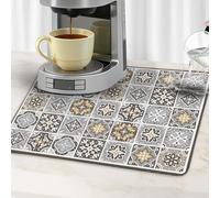 Alfombrilla de goteo para cafetera, diseño retro, absorbente y repelente al agua, protege contra la humedad y los arañazos, accesorio moderno para tu cocina (gris, 30 x 40 cm)