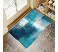 Alfombrilla De Interior - Alfombrilla De Bloques De Color Azul Verdoso, Felpudo Lavable, Acuarela Abstracta Moderna, Antimanchas, Antideslizante, Ultrafino, Para Cocina, Granja, Puerta, 80 x 120 cm