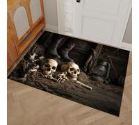 Alfombrilla De Interior - Alfombrilla De Calavera Botas De Vaquero Heno, Felpudo Lavable, Estilo Salvaje Del Oeste, Antimanchas, Antideslizante, Ultrafino, Para Cocina, Granja, Puerta, 40 x 60 cm