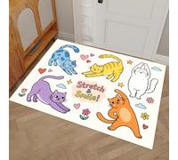 Alfombrilla De Interior - Alfombrilla De Divertido Gato De Dibujos Animados, Felpudo Lavable, Lindos Animales De Acuarela, Antimanchas, Antideslizante, Ultrafino, Para Cocina, Granja, 80 x 120 cm