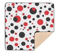 Alfombrilla de juego de espuma suave con diseño de lunares rojos y negros para el suelo, 1 pieza, tapete para gatear, para bebés pequeños, 50 x 50 pulgadas