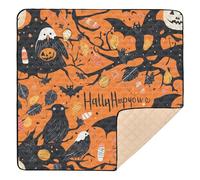 Alfombrilla de juego grande y elegante para bebés de Bat & Tree para Halloween, para interiores y exteriores, lavable, para bebés, niños pequeños, 50 x 50 pulgadas